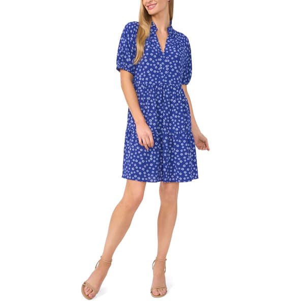 Womens Cece Short Sleeve Print Chiffon Babydoll Dress - image 