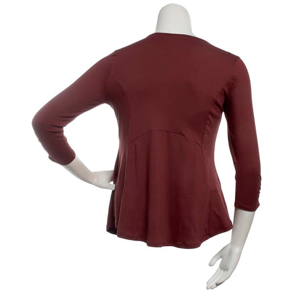 Plus Size Bobeau 3/4 Sleeve Solid Babydoll Tee