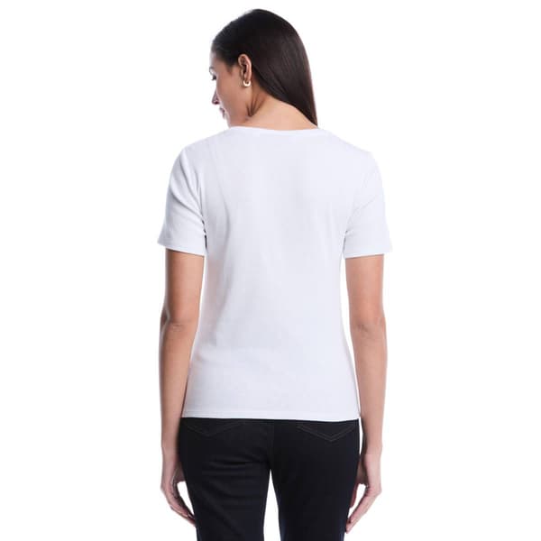 Womens Rafaella® Short Sleeve Button Detail Solid Blouse