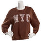 Juniors No Comment NYC Fleece Crew Neck With Headband- Chocolate - image 2