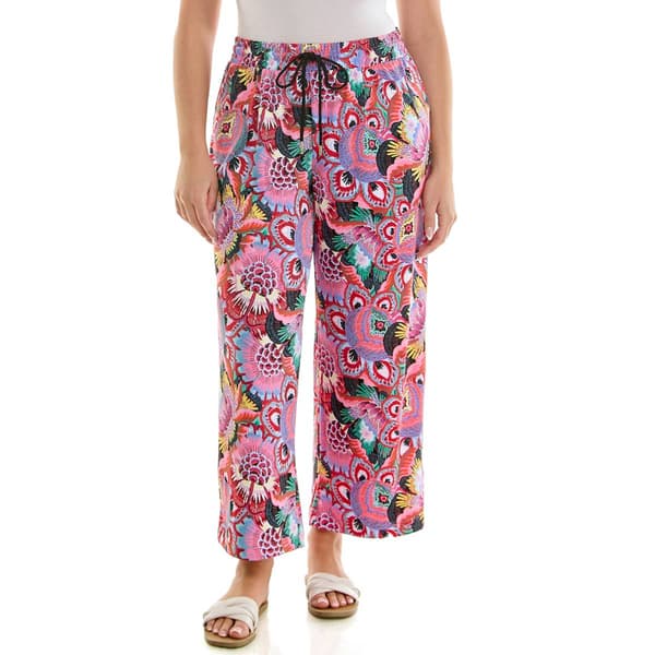Petite Zac & Rachel Pull On Abstract Floral Wide Leg Pants - image 