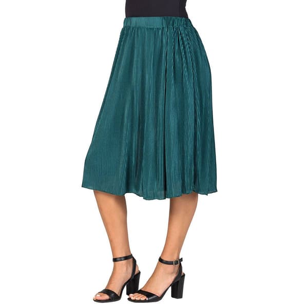 Womens 24/7 Comfort Apparel Pleated Party Midi Skirt