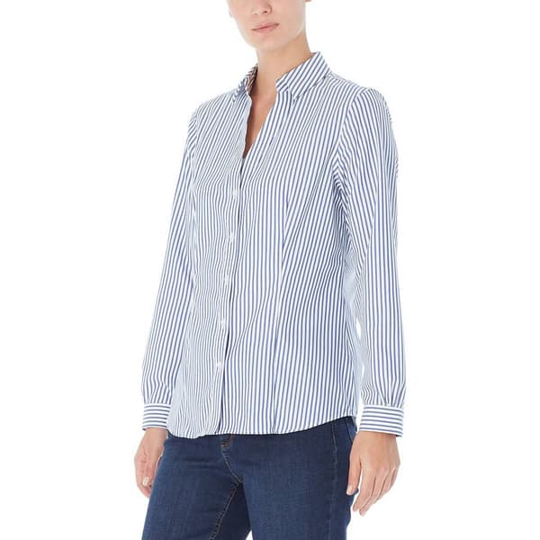 Petite Jones New York Long Sleeve Easy Care Stripe Button Down