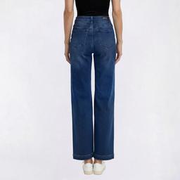 Womens Bleu Denim Wide Leg Denim Jeans