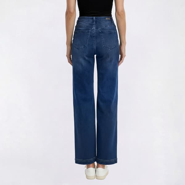 Womens Bleu Denim Wide Leg Denim Jeans