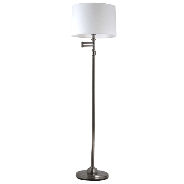 Simplee Adesso Aaron Swing Arm Floor Lamp with White Shade