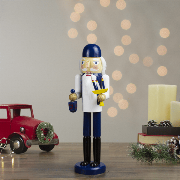 Northlight 14in. Blue & White Wooden Hanukkah Nutcracker