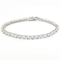 Silver Plated Trillion Cut Line Cubic Zirconia Bracelet