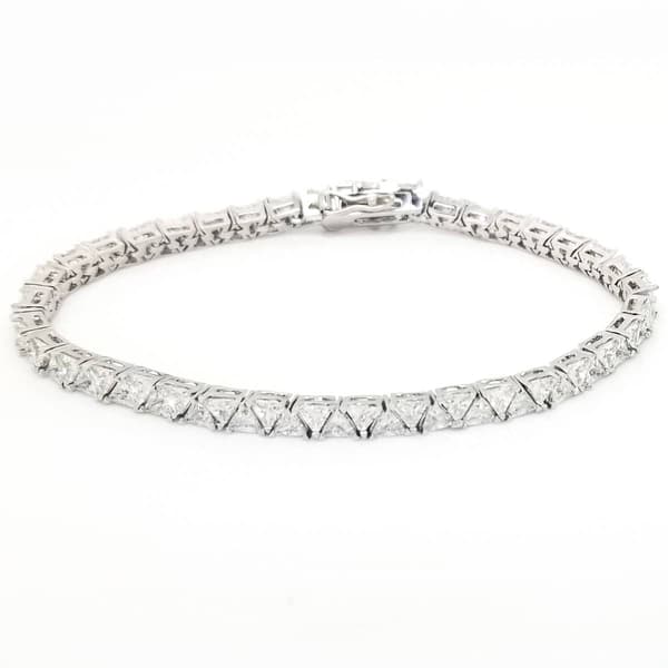 Silver Plated Trillion Cut Line Cubic Zirconia Bracelet - image 