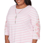 Plus Size Alfred Dunner Classics 3/4 Floral Sleeve Stripe Blouse - image 5