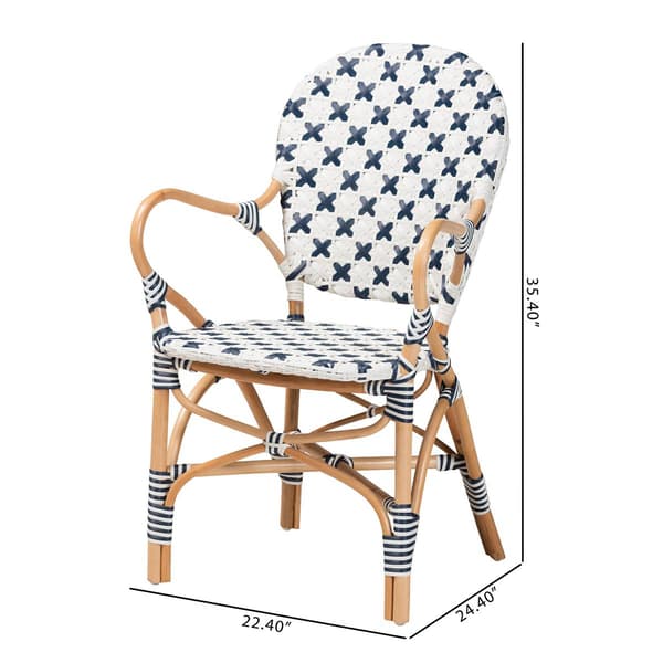 Baxton Studio Bryson French Blue & White Weaving Bistro Chair