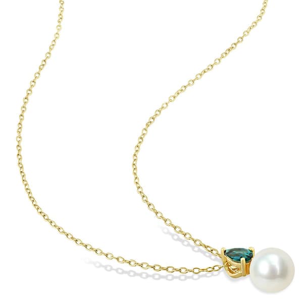 Gemstone Classics&#8482; Freshwater Pearl & Created Alexandrite Pendant