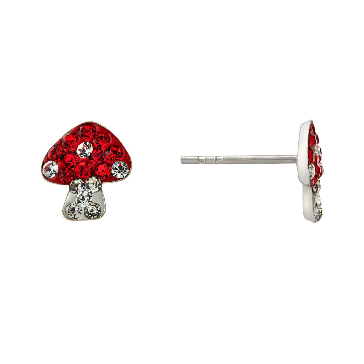 Athra Sterling Silver Crystal Pave Mushroom Stud Earrings