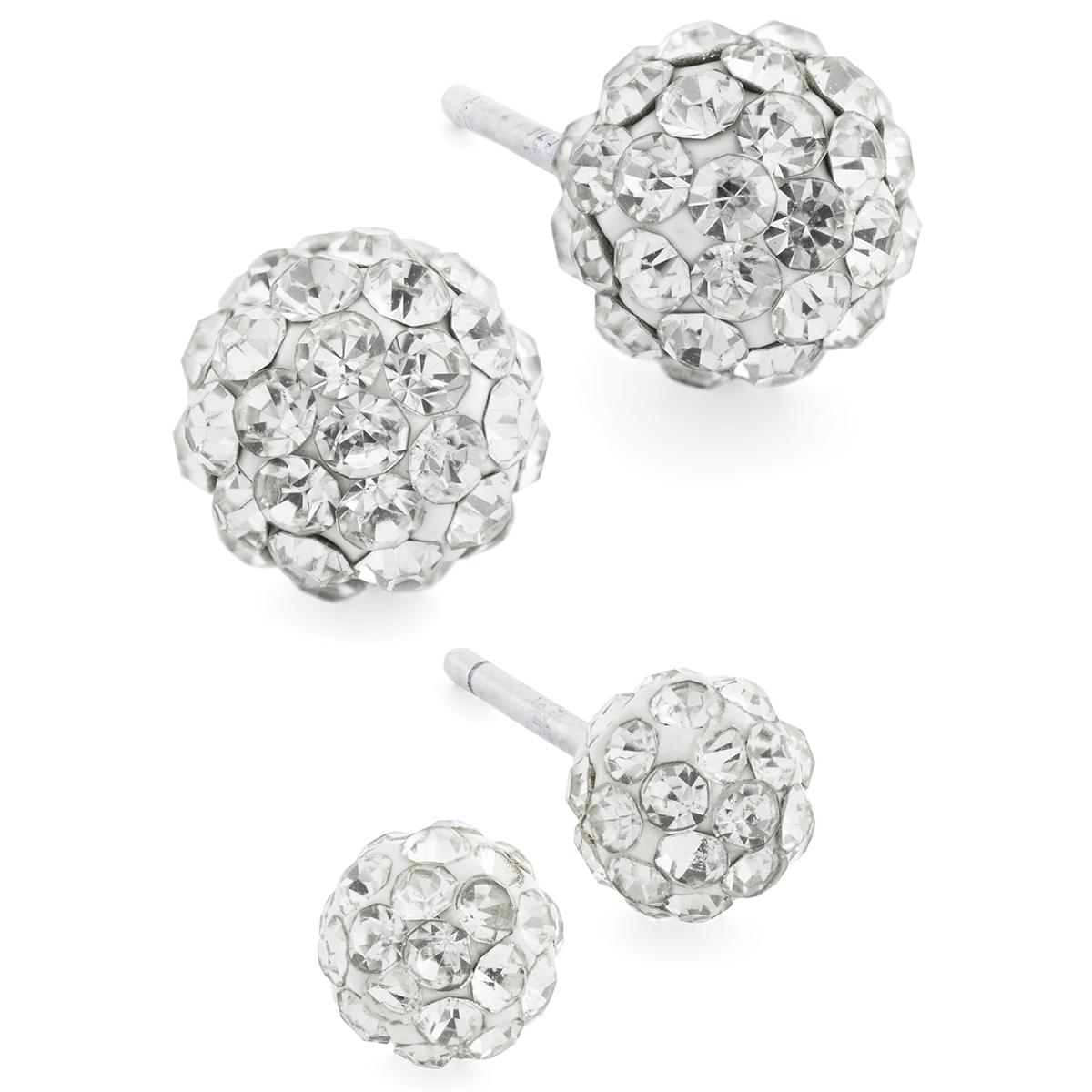 Athra Sterling Silver 2pc. Crystal Stud Earrings Set
