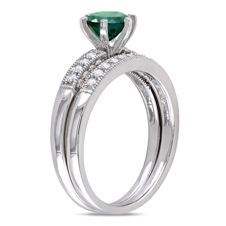 Gemstone Classics™ 10kt. White Gold 1ct. Lab Created Emerald Ring