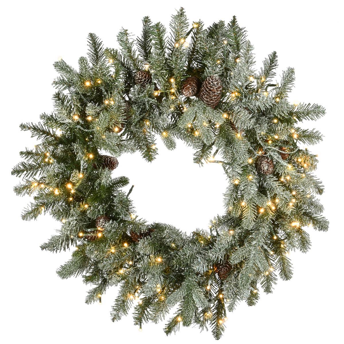 National Tree Pre-Lit 24in. Snowy Morgan Spruce Wreath
