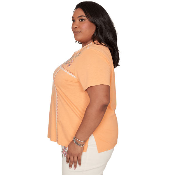 Plus Size Alfred Dunner Beachcomber Floral Embroidery Tee