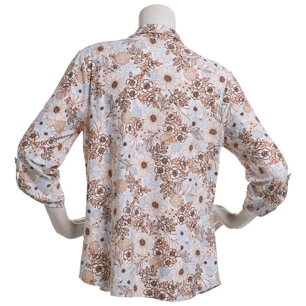 Plus Size Emily Daniels 3/4 Sleeve Floral Jacquard Blouse