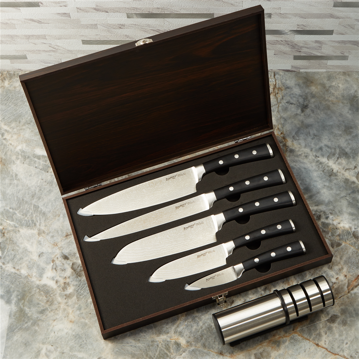 BergHOFF Antigua 7pc. Stainless Steel Cutlery Set with Wood Case
