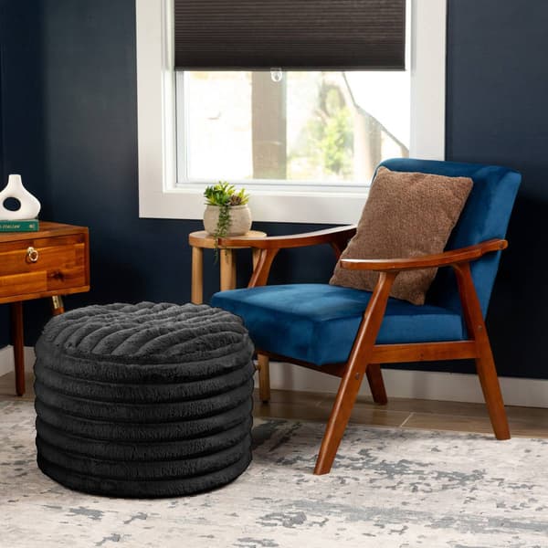 Jaxx Paran Accent Pouf Fluffy Faux Fur Ottoman - image 