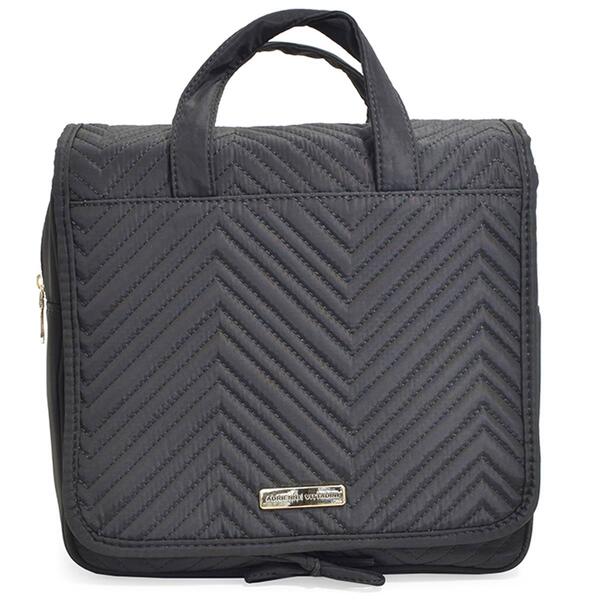 Adrienne Vittadini Chevron Quilted Hanging Cosmetic Travel Bag - image 