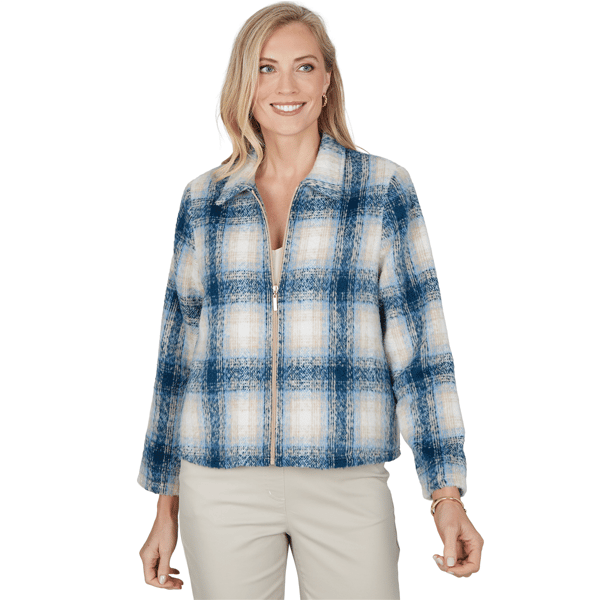 Womens Alfred Dunner Sunset Ridge Plaid Zip Front Jacket - image 