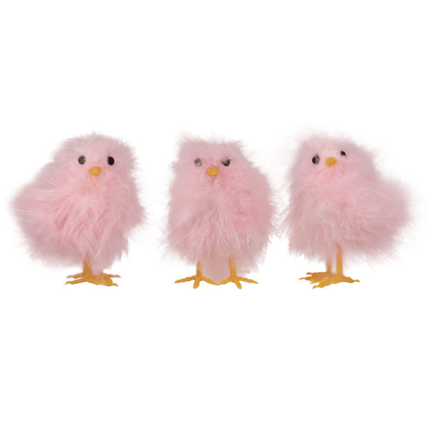 Northlight Furry Pink Chicks Easter Figurines - Set of 3