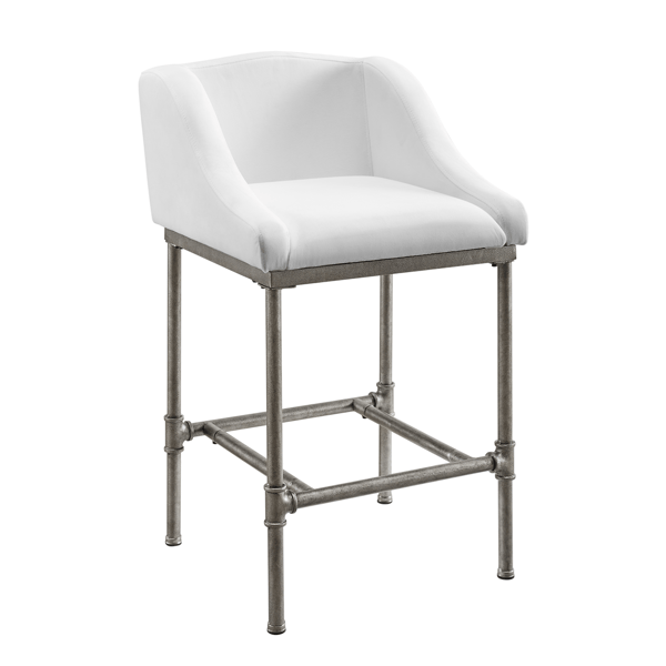 HH2 Home Dillon Low Profile Wingback White Counter Height Stool