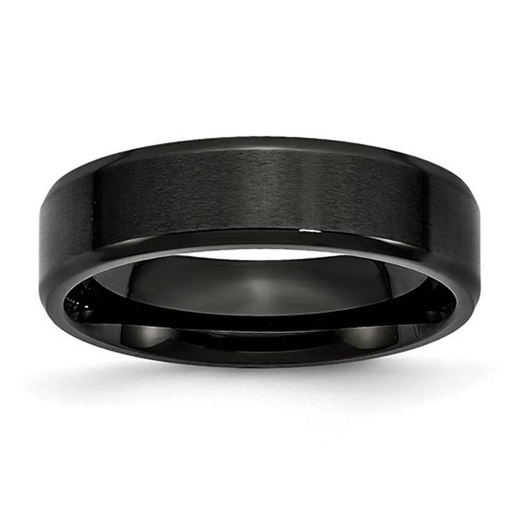 Mens Gentlemen's Classics(tm) Black Beveled Edge Wedding Band
