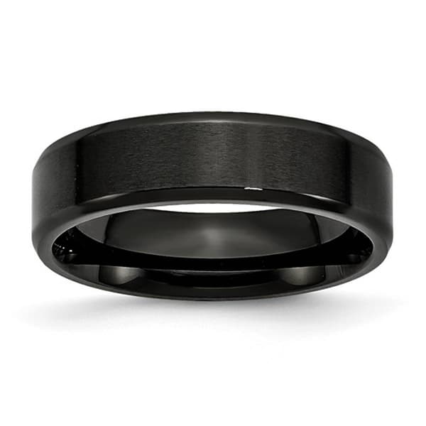 Mens Gentlemen's Classics&#40;tm&#41; Black Beveled Edge Wedding Band - image 