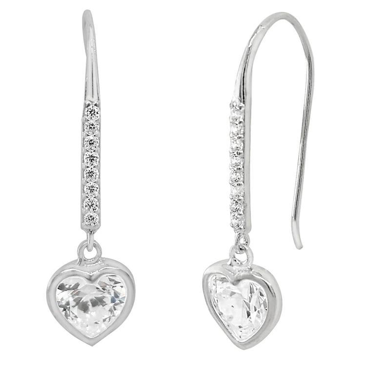 Marsala Sterling Silver CZ Heart Drop Earrings