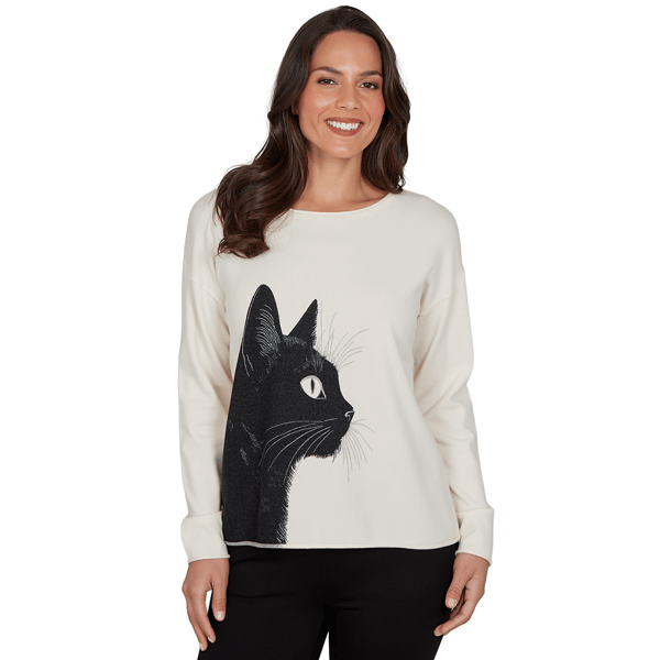Petite Skye''s the Limit Wild Romance Long Sleeve Cat Sweater