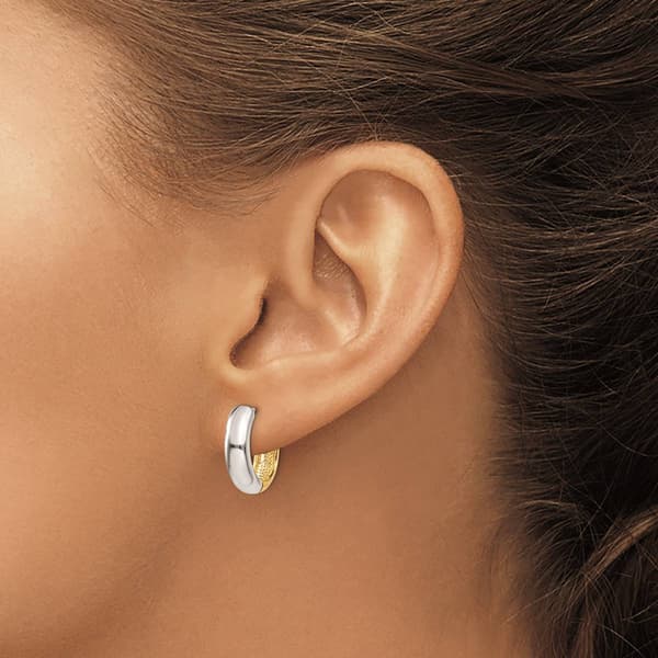 Gold Classics&#8482; 14kt. Two-Tone Huggie Earrings
