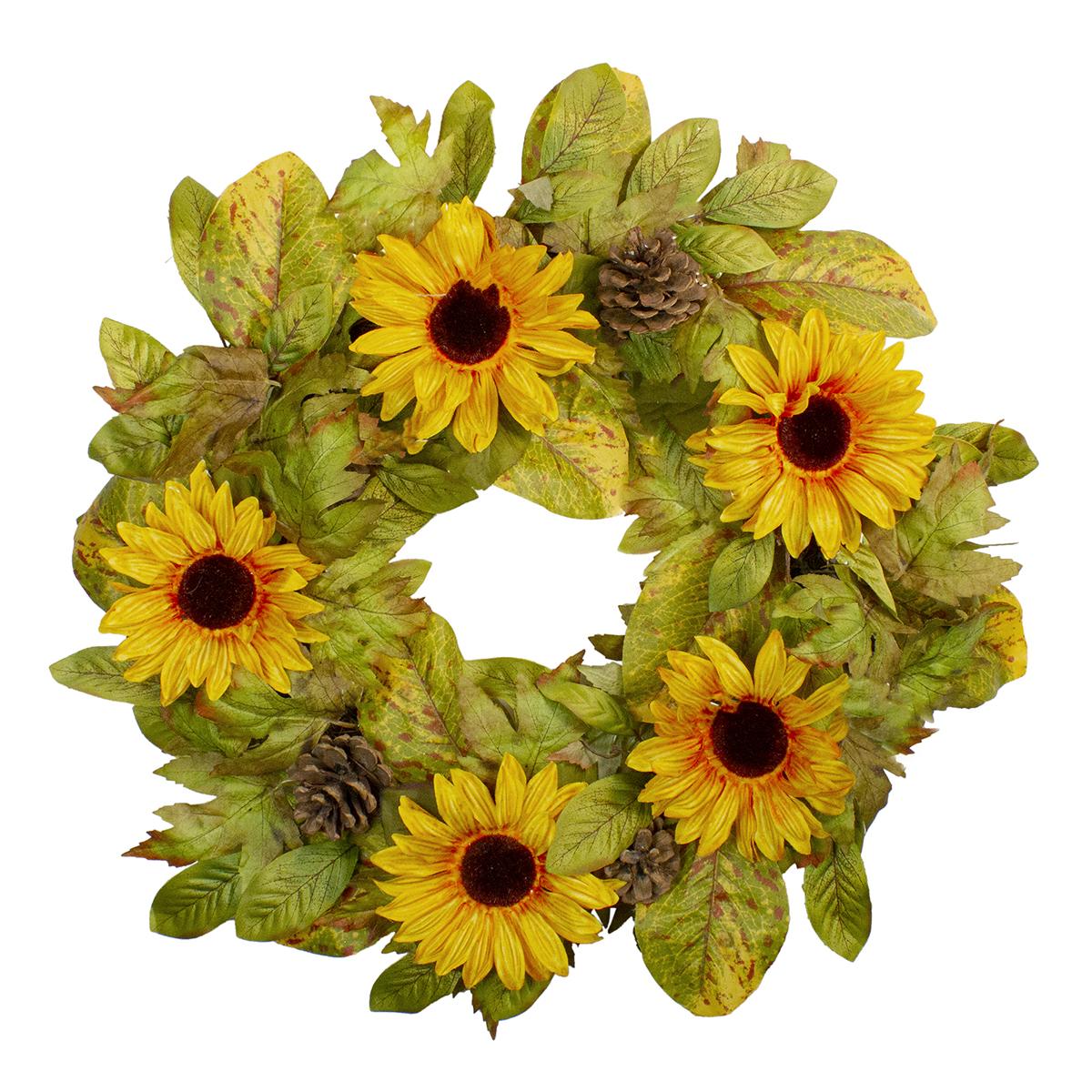 Northlight Seasonal Sunflower and Pine Cone Fall Wreath