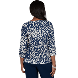 Womens Alfred Dunner Good To Go 3/4 Sleeve Abstract Blouse