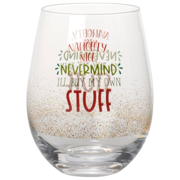 Home Essentials Naughty Nice Nevermind Stemless Wine Glass - image 