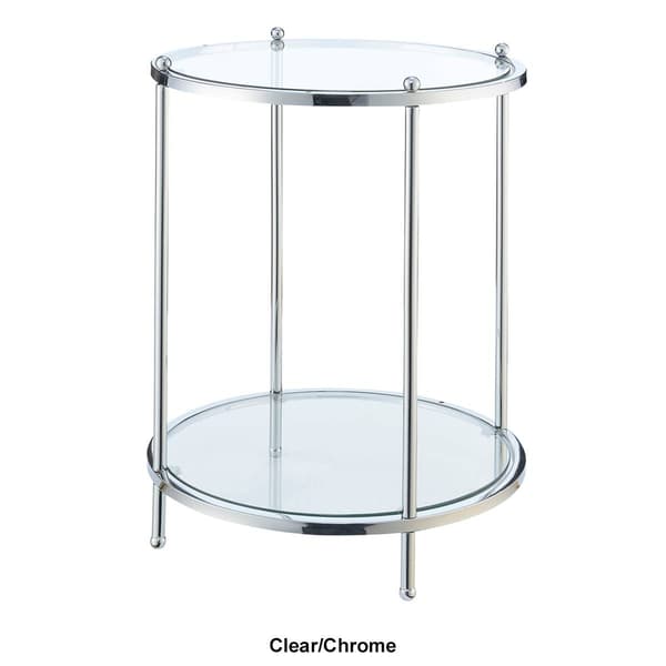 Convenience Concepts Royal Crest 2 Tier Round Glass End Table
