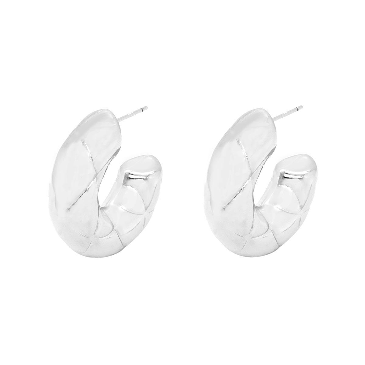 Marsala Silver Plated Puffed C-Hoop Earrings