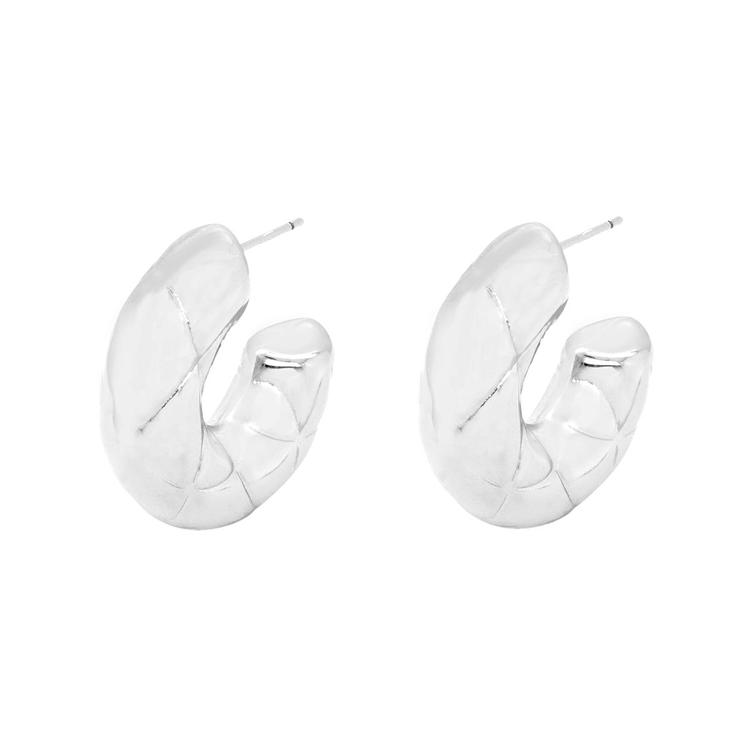Marsala Silver Plated Puffed C-Hoop Earrings