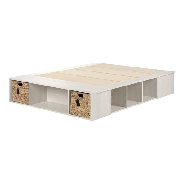 South Shore Avilla Winter Oak Queen Storage Bed w/Baskets - image 