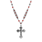 Symbols of Faith Black-Tone Cross Red Beaded Chain Necklace - image 1