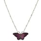 1928 Silver Tone Purple & Black Enamel Butterfly Necklace - image 1