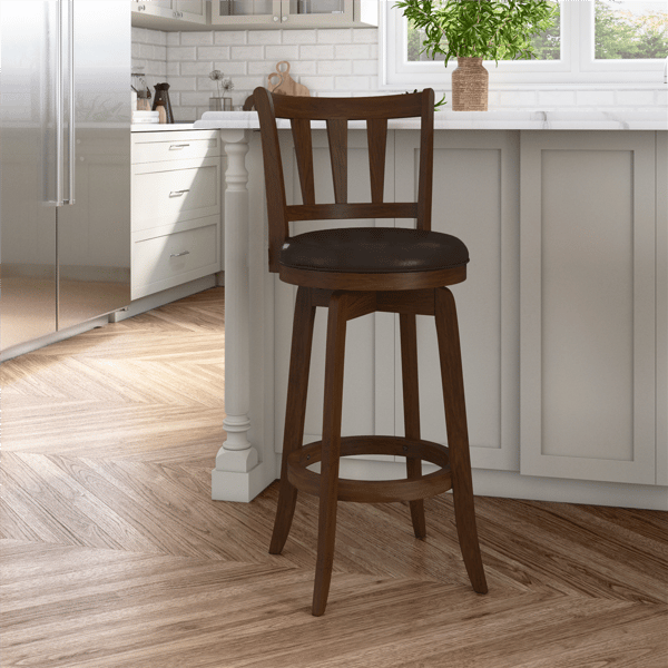 HH2 Home Presque Isle Cherry Wood Bar Height Swivel Stool