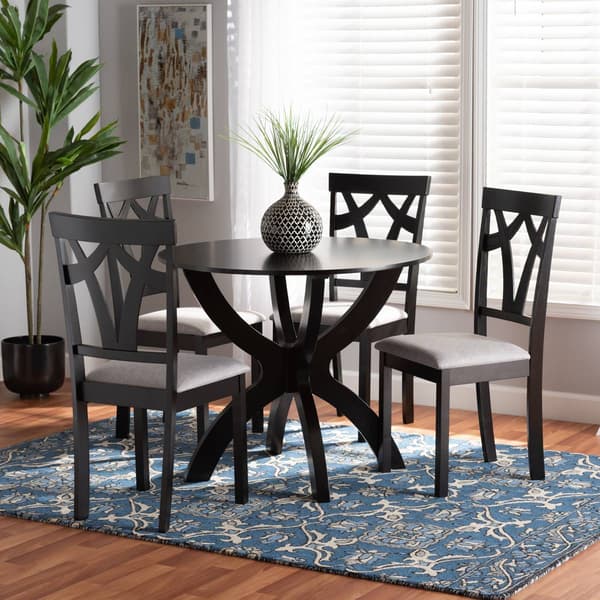 Baxton Studio Rasa Modern Dark Brown Wood 5pc. Dining Set