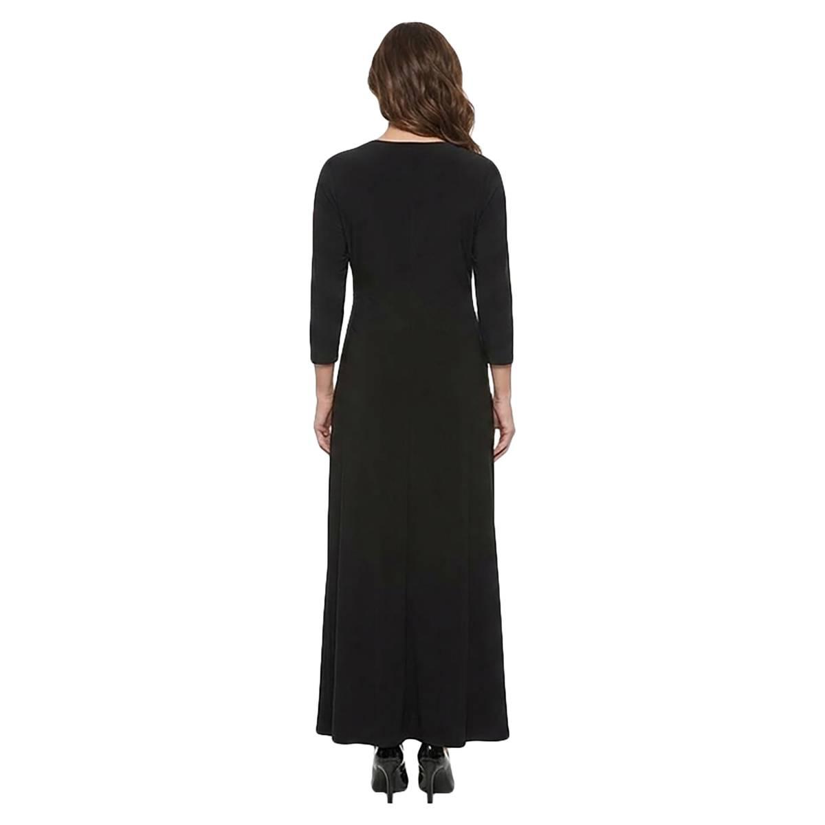 Womens Connected Apparel 3/4 Sleeve Rhinestone Pin Maxi Dress