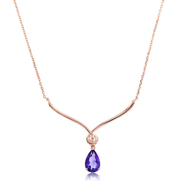 Gemstone Classics&#40;tm&#41; 10kt. Rose Gold Amethyst Y-Necklace - image 