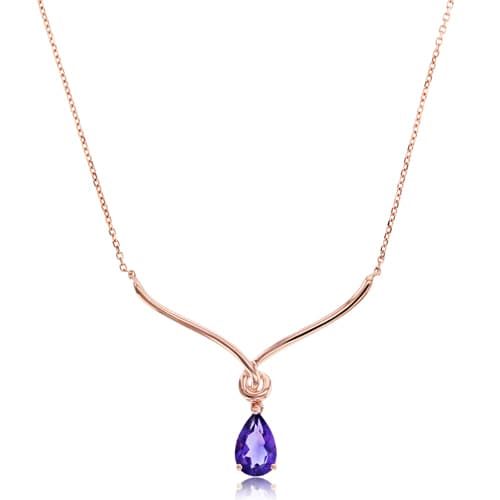 Gemstone Classics&#40;tm&#41; 10kt. Rose Gold Amethyst Y-Necklace - image 