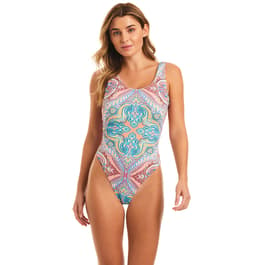 Womens Jessica Simpson Carnival In Rio Singlet One Piece Swimsuit