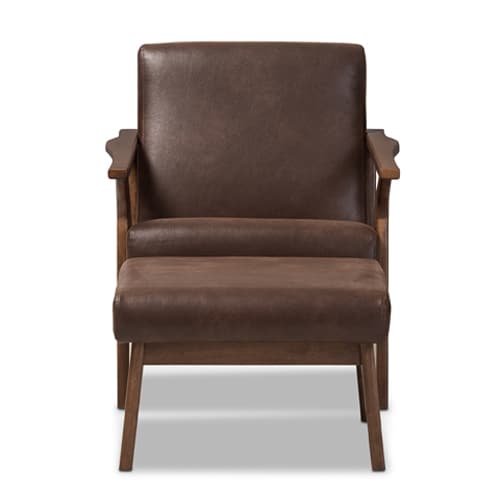 Baxton Studio Bianca Faux Leather Arm Chair and Ottoman Set