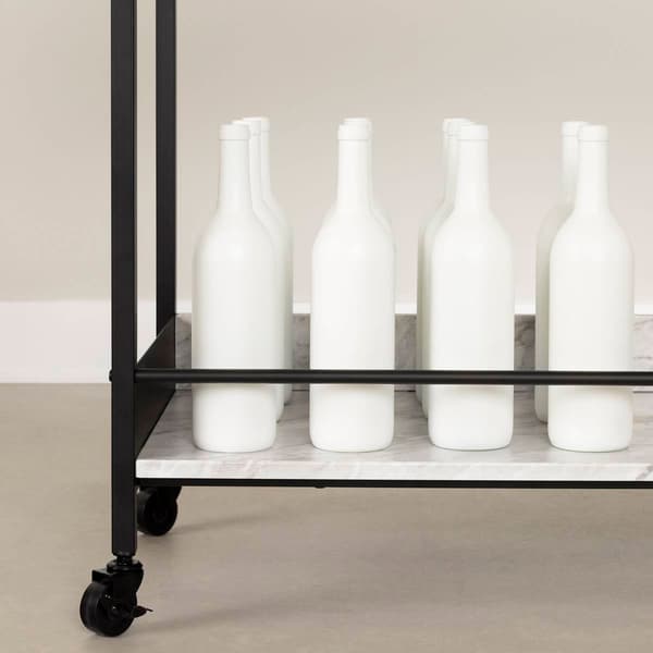 South Shore City Life Black Bar Cart w/Wine Glass Rack